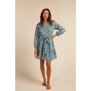 Trovata Birds Of Paradis Abigail Short Dress Women's Size Large Tidepool Ditsy